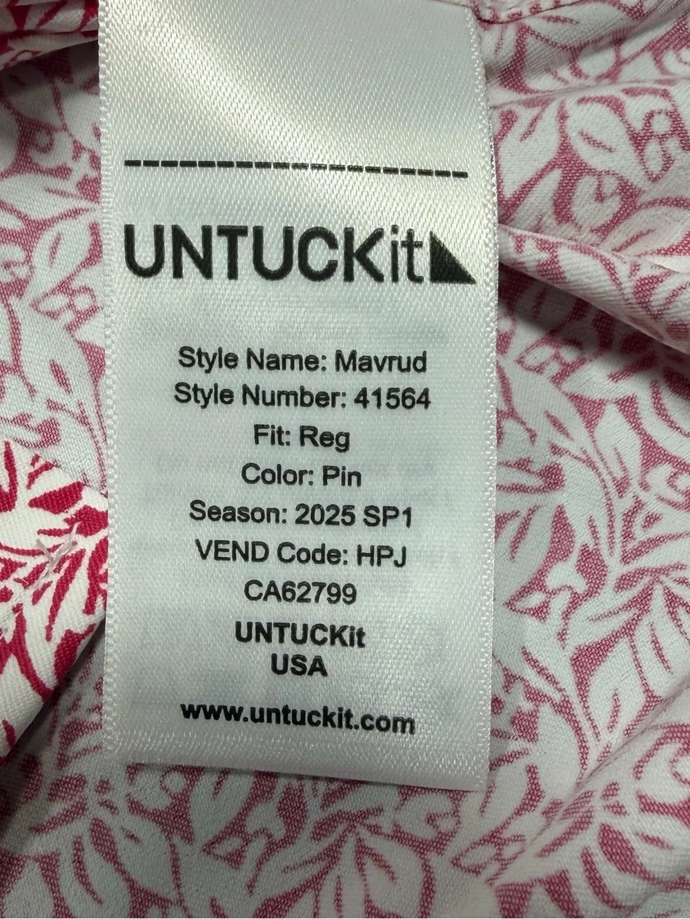 UNTUCKit Men's Short-Sleeve Button-Down Shirt Large Reg Fit Red Floral Print